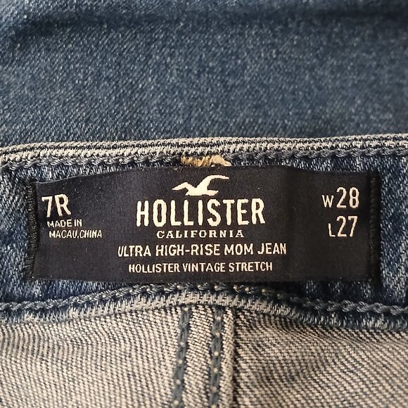 Hollister Jeans Size 28 Ultra High Rise Mom Ankle Crop Patchwork Denim - Picture 7 of 9